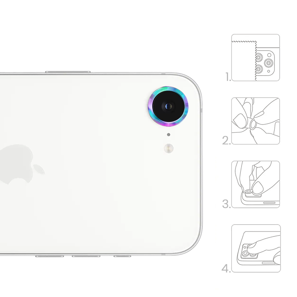 Metalowa osłona obiektywów szkło na aparat iPhone 16e, kameleon