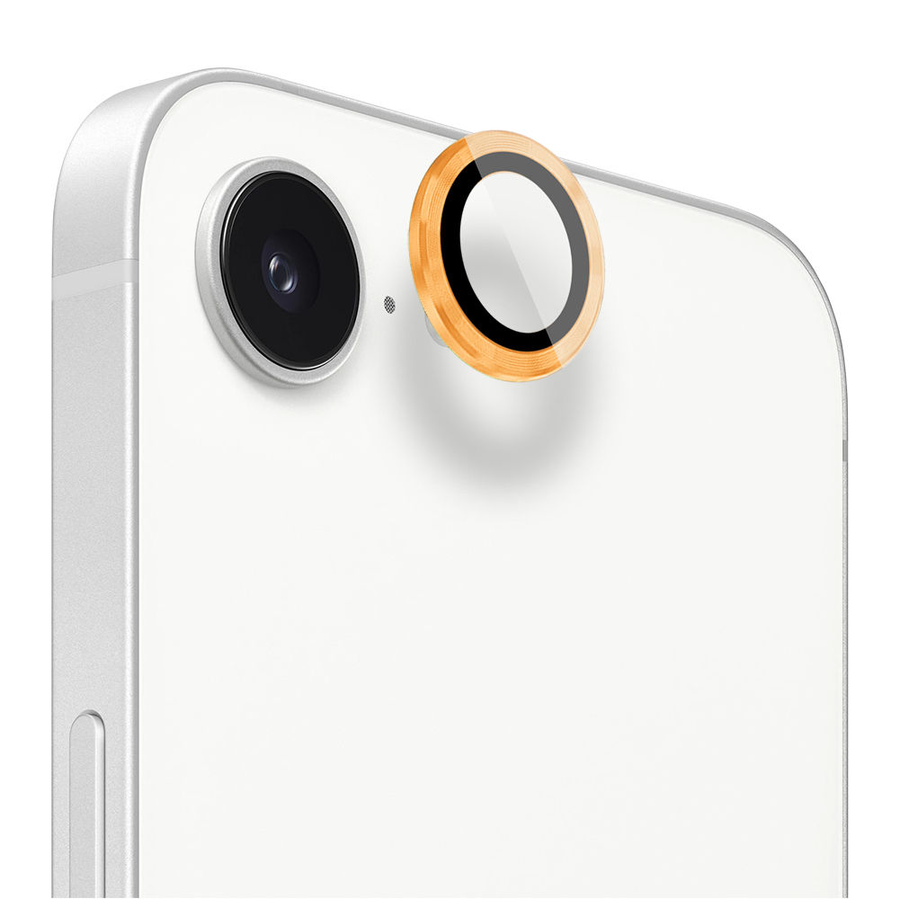 Metalowa osłona obiektywów szkło na aparat iPhone 16e, pomarańczowa