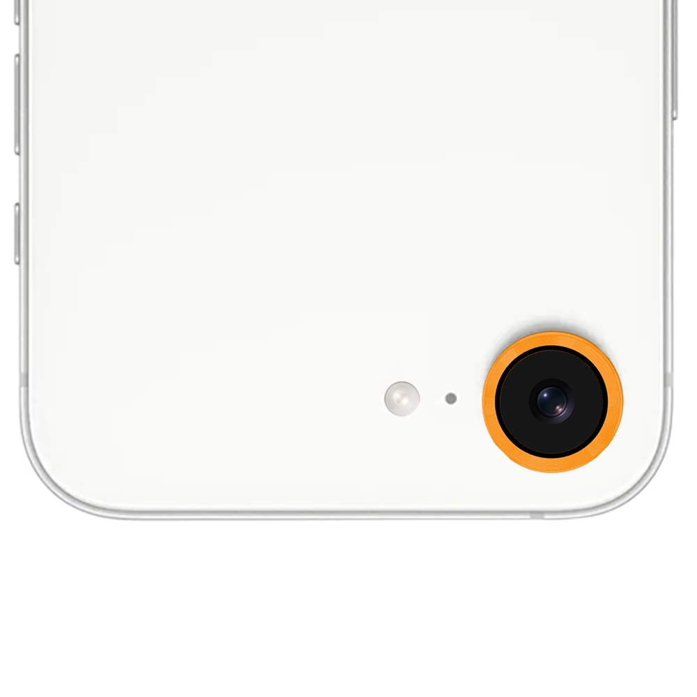 Metalowa osłona obiektywów szkło na aparat iPhone 16e, pomarańczowa