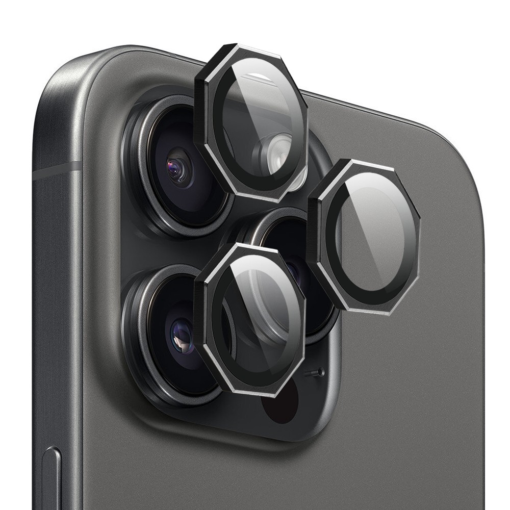 Metalowe osłony obiektywów do iPhone 16 Pro, HexArmor, czarne