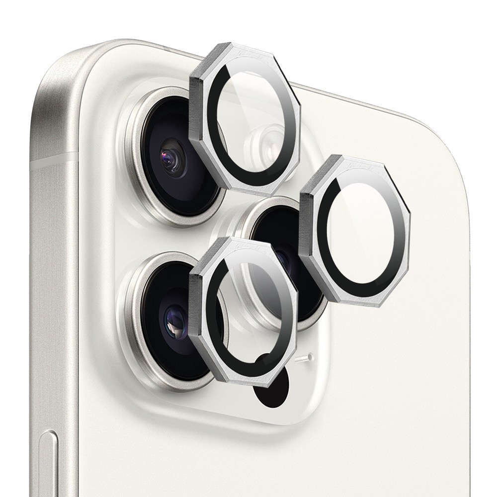 Metalowe osłony obiektywów do iPhone 16 Pro, HexArmor, srebrne
