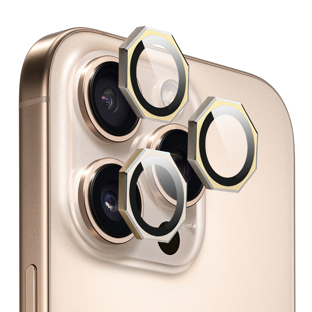 Metalowe osłony obiektywów do iPhone 16 Pro, HexArmor, złote