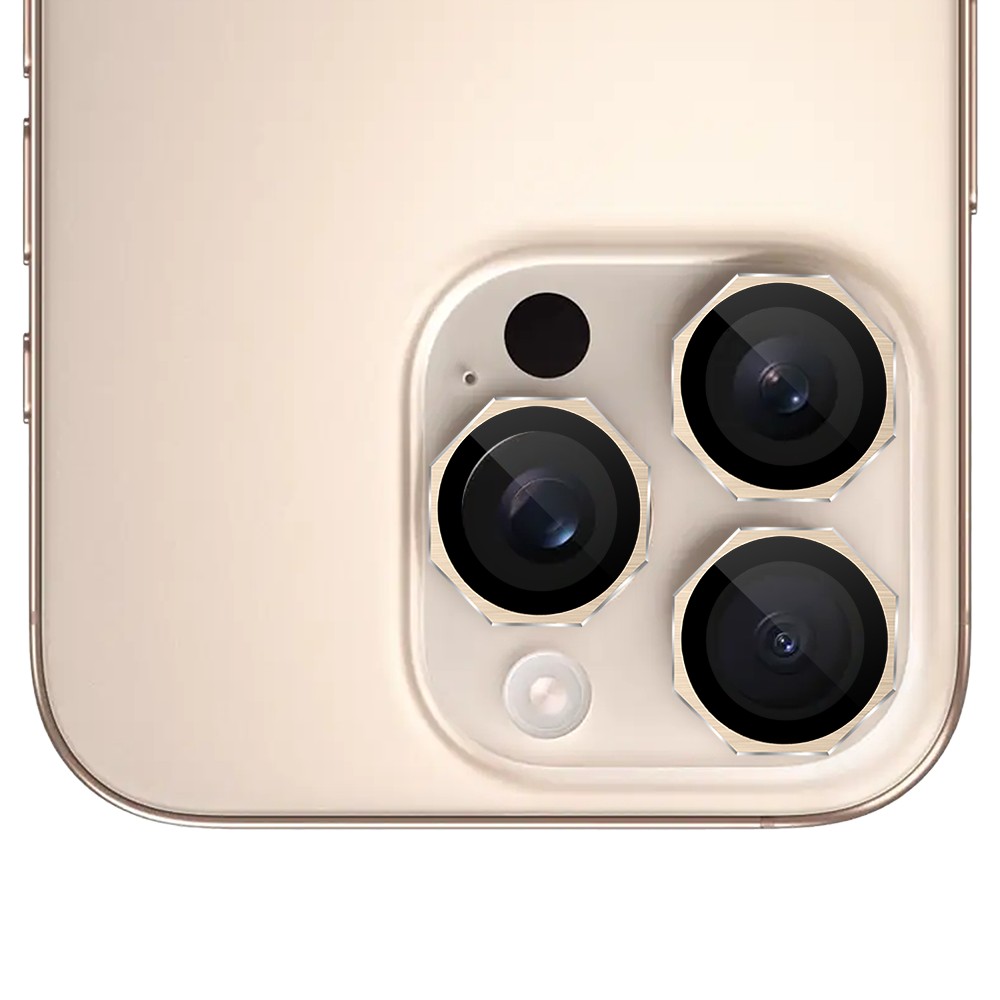Metalowe osłony obiektywów do iPhone 16 Pro, HexArmor, złote