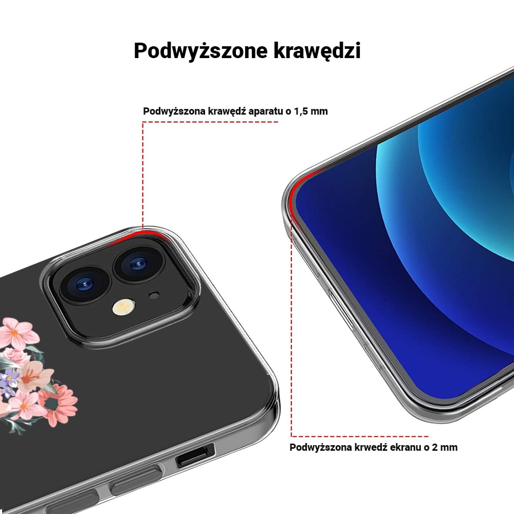 Etui do iPhone 12, miś kwiatowy