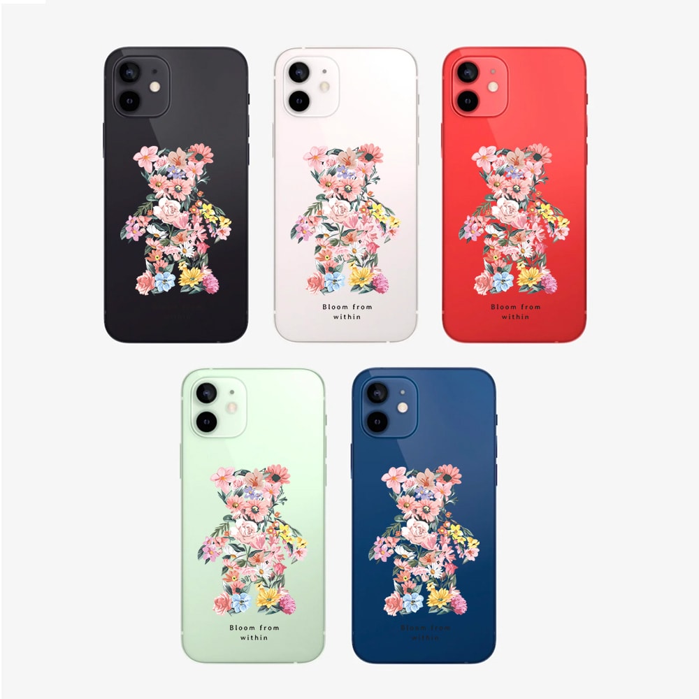 Etui do iPhone 12, miś kwiatowy