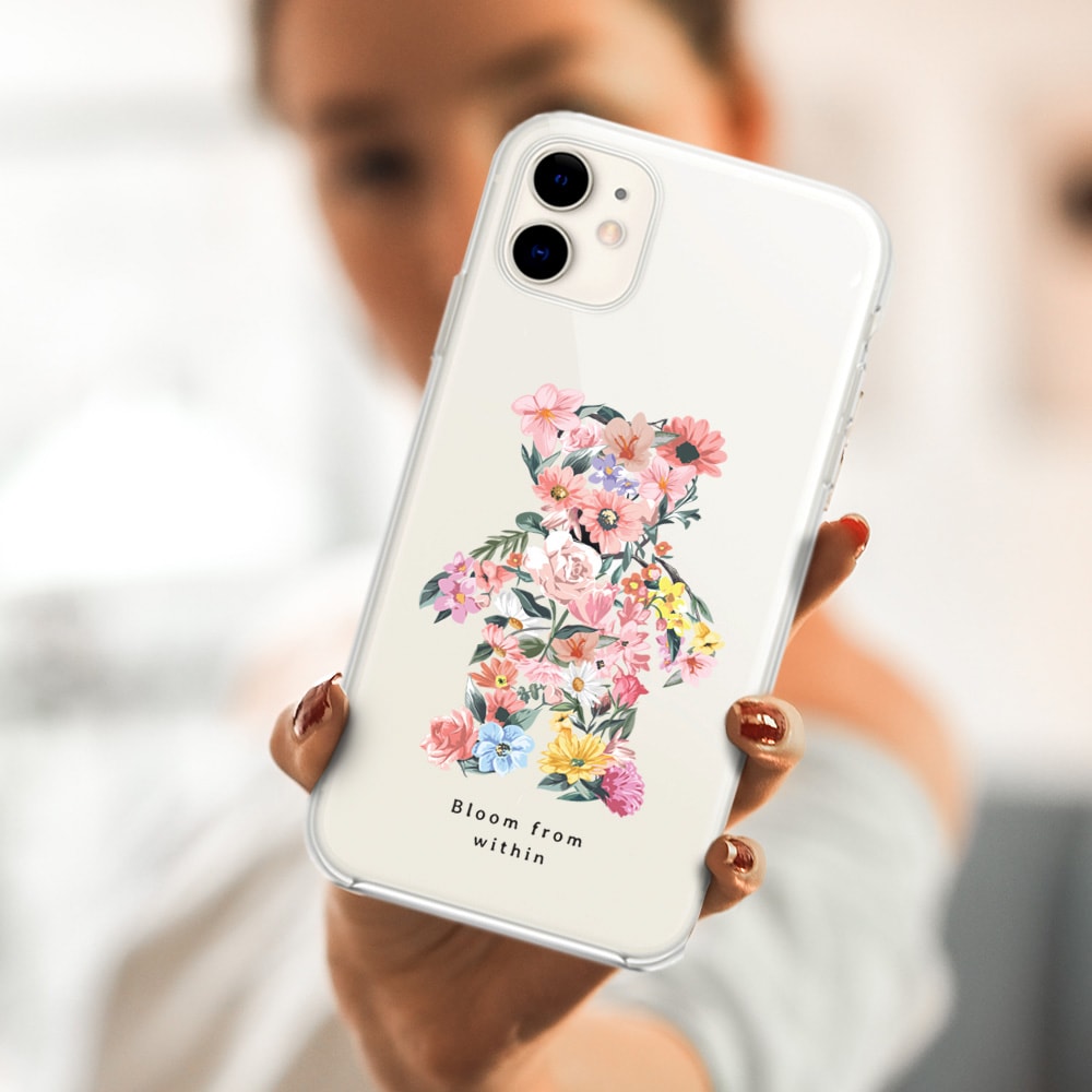 Etui do iPhone 12, miś kwiatowy