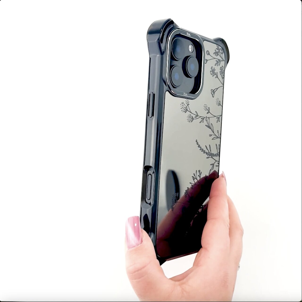 Etui do iPhone 13, Ibizu DropGuard Ultra z MagSafe, Midnight, Dotyk kwiatów