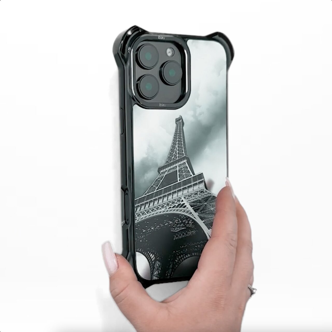 Etui do iPhone 15 Pro, Ibizu DropGuard Ultra z MagSafe, Noir City, Wieża Eiffla