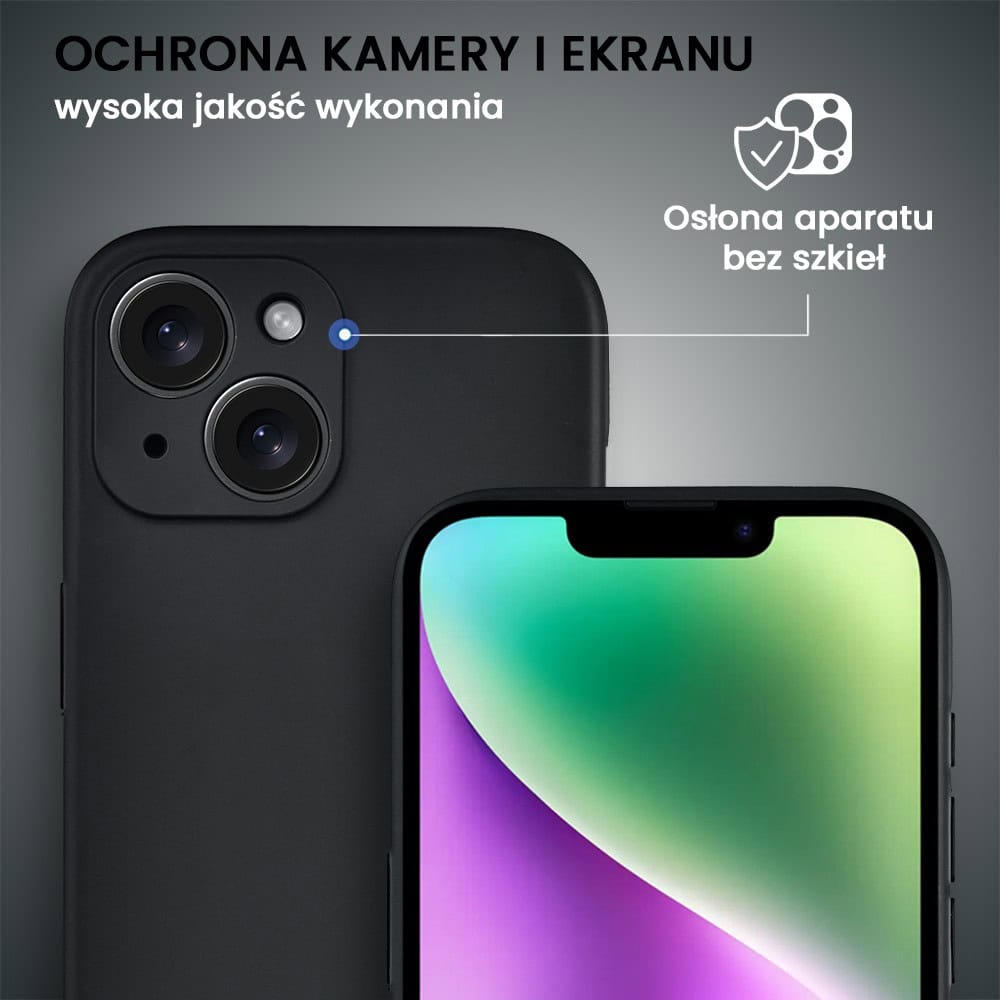 Etui do iPhone 14, crossbody z paskiem jak torebka, osłona aparatu, czarne