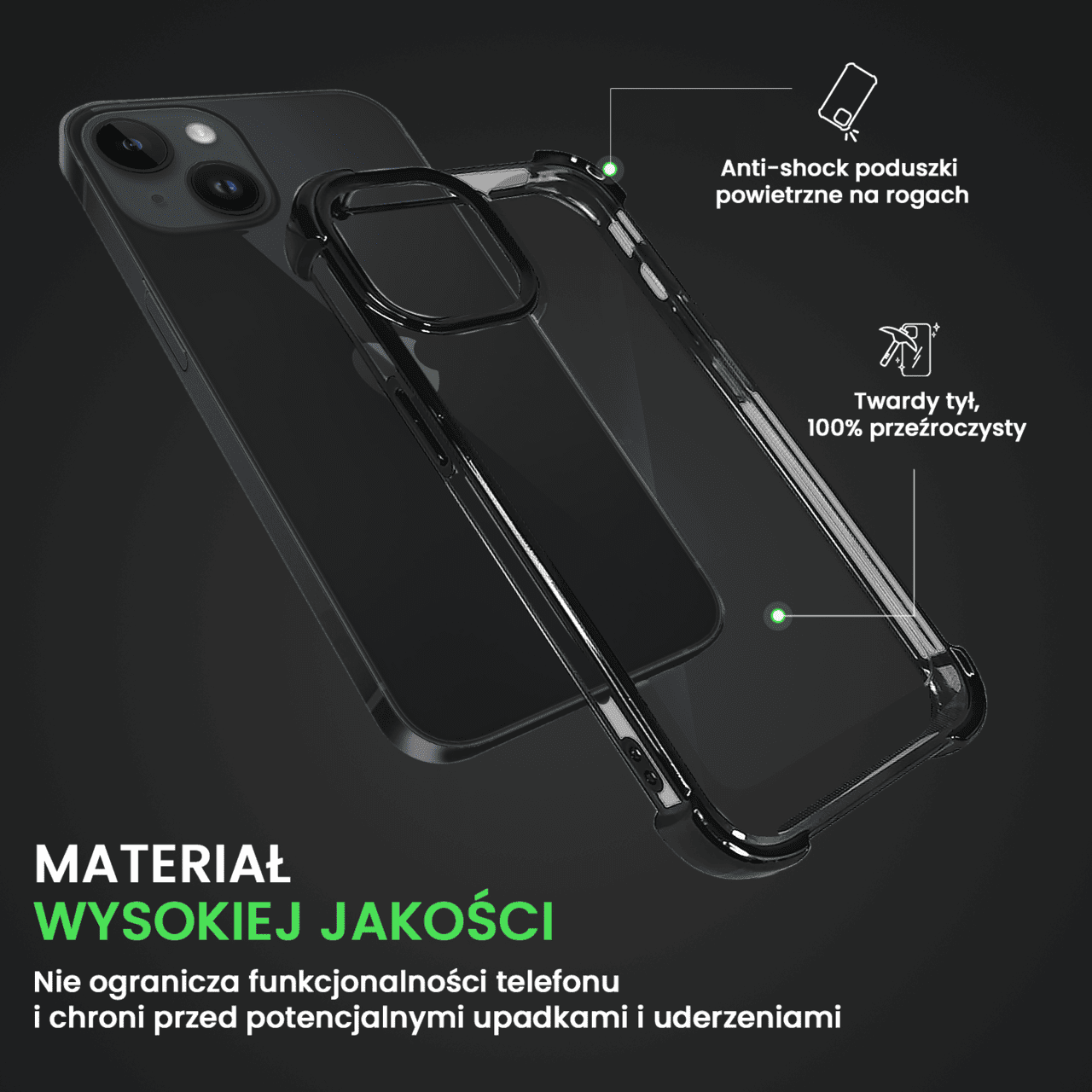 Etui do iPhone 14 Plus Hybrid Elegance Anti-Shock z poduszkami, czarne