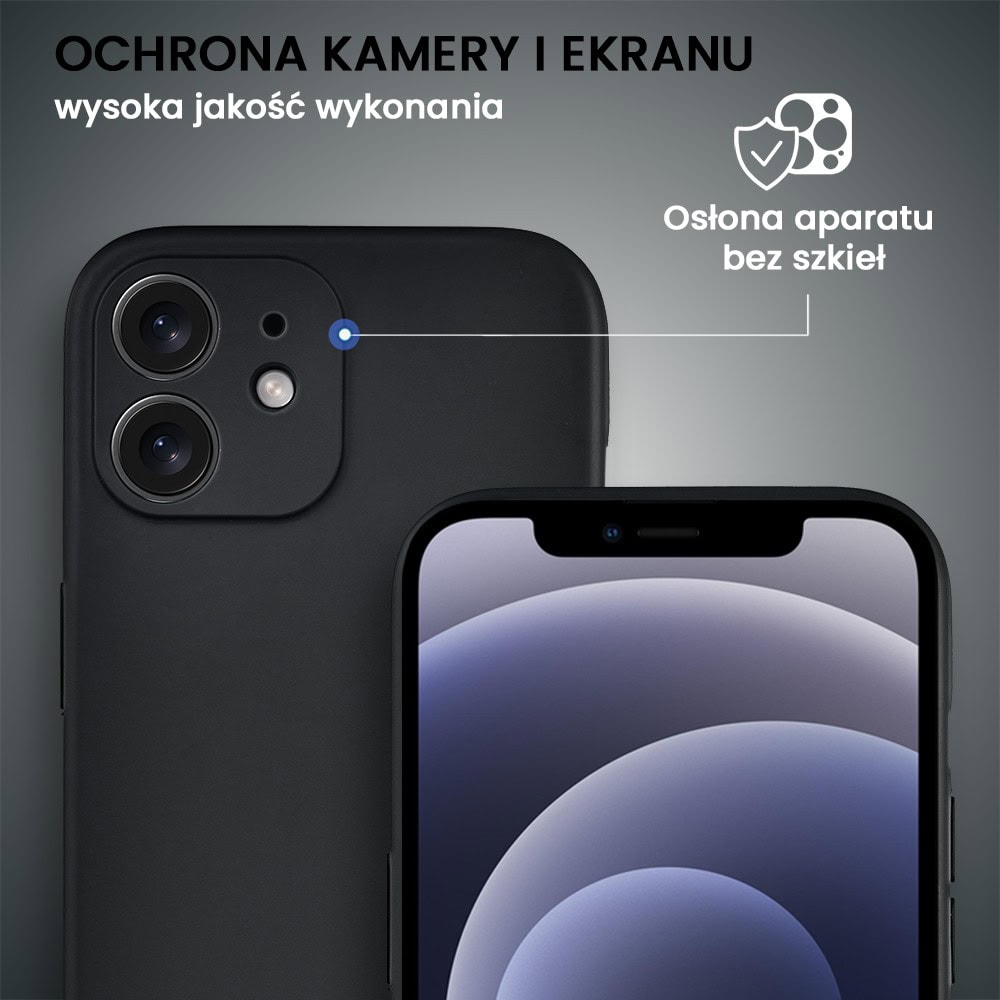 Etui do iPhone 12, crossbody z paskiem jak torebka, osłona aparatu, czarne