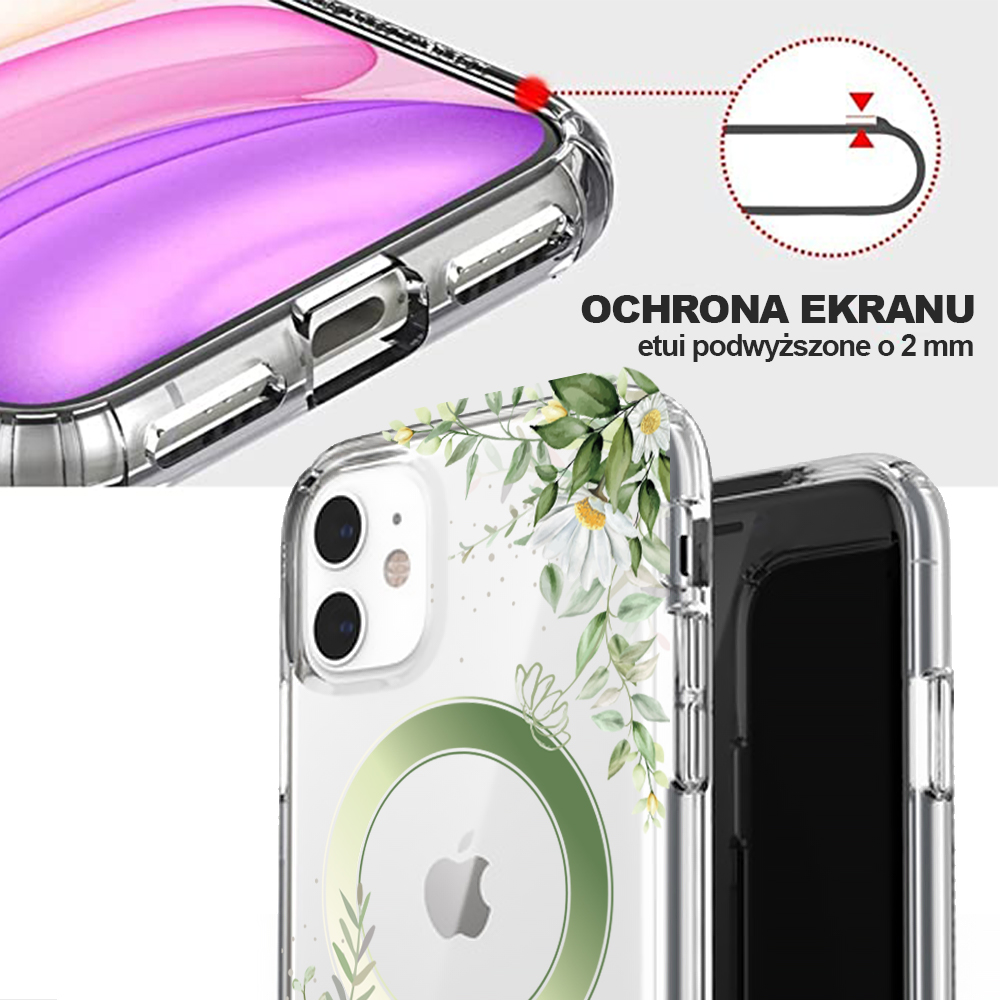 Etui do iPhone 11 Flower MagSafe z nadrukiem, rumianek