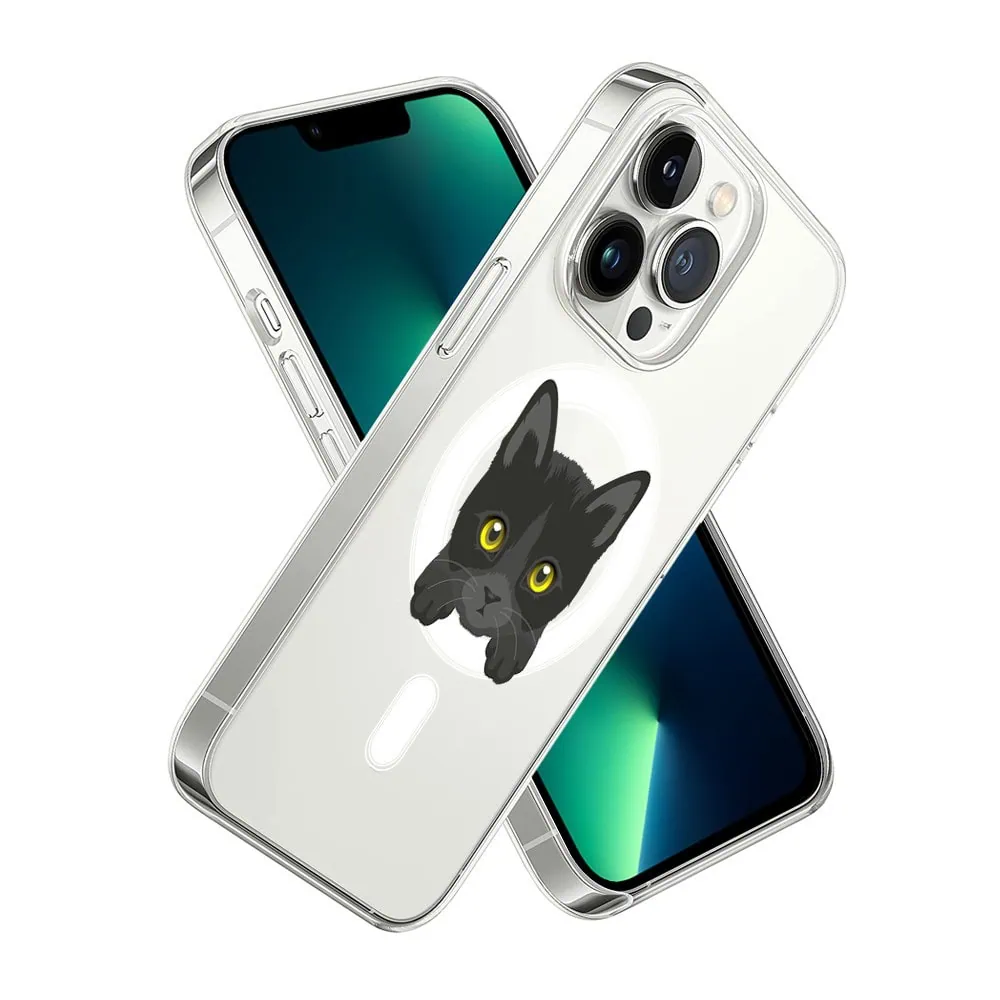 Etui do iPhone 13 Pro Max, twardy tył, kot bombajski, przeźroczyste