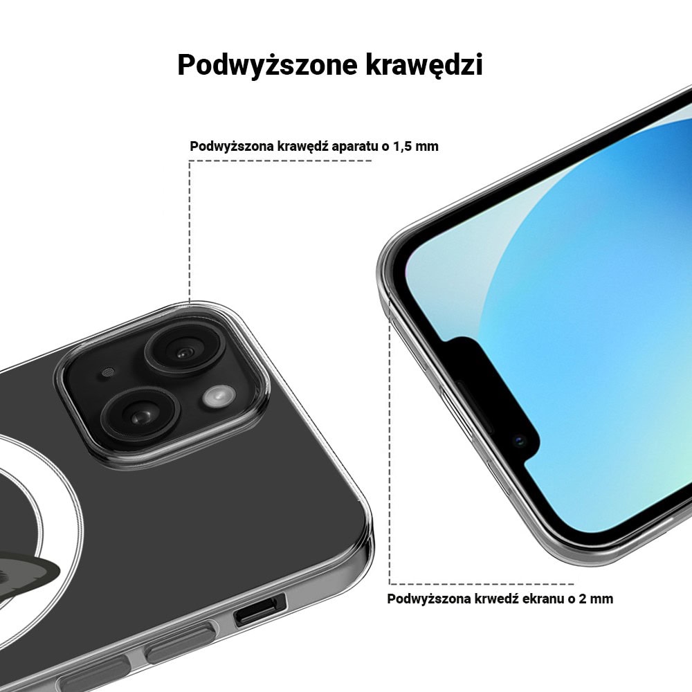 Etui do iPhone 13 Mini, twardy tył, kot bombajski, przeźroczyste