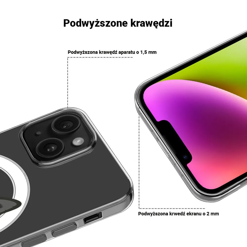 Etui do iPhone 14, twardy tył, kot bombajski, przeźroczyste