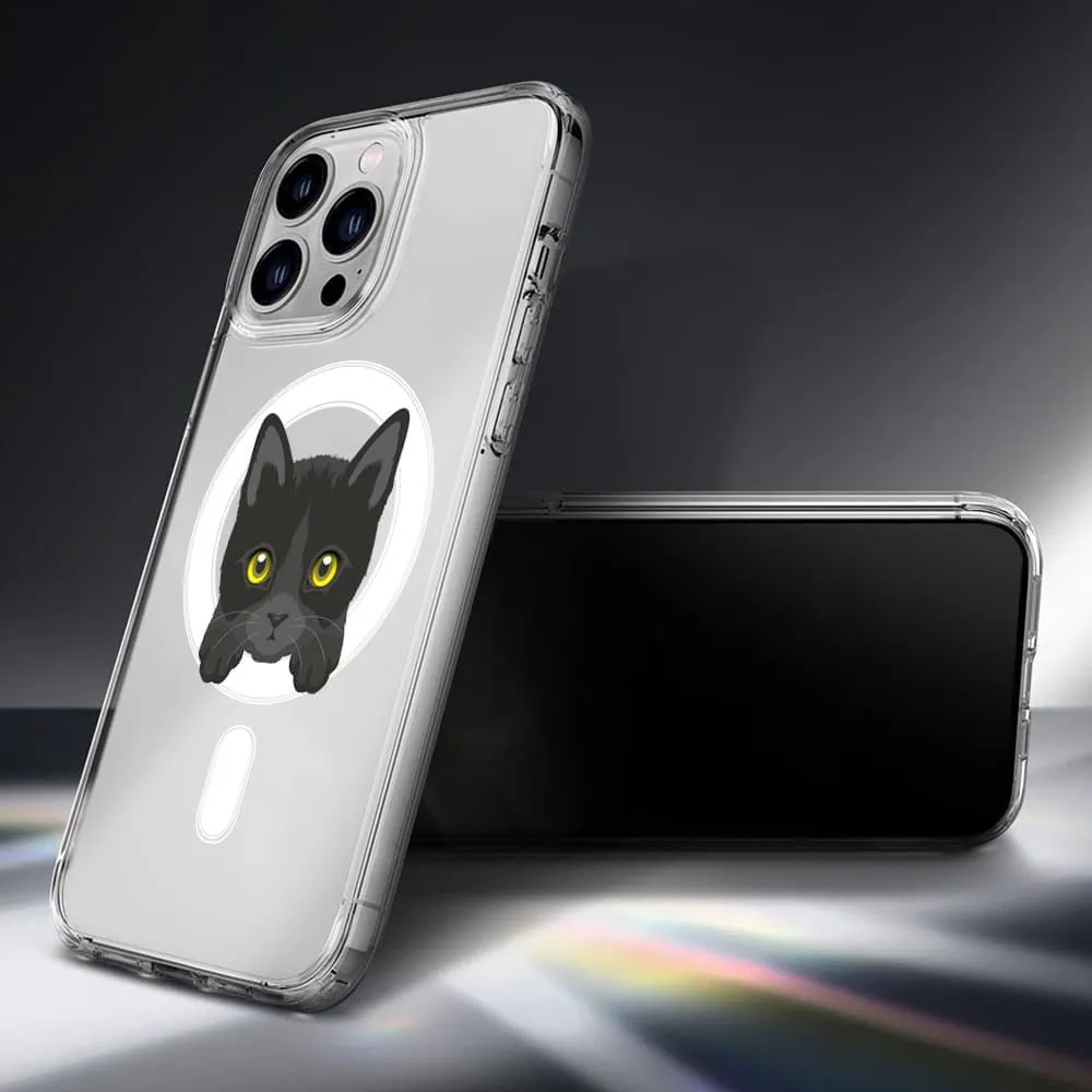 Etui do iPhone 13 Pro Max, twardy tył, kot bombajski, przeźroczyste