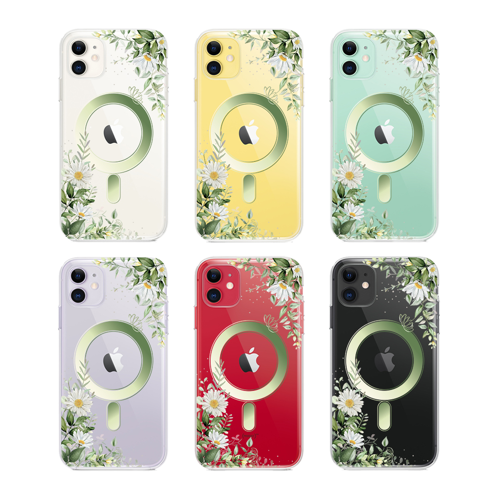 Etui do iPhone 11 Flower MagSafe z nadrukiem, rumianek