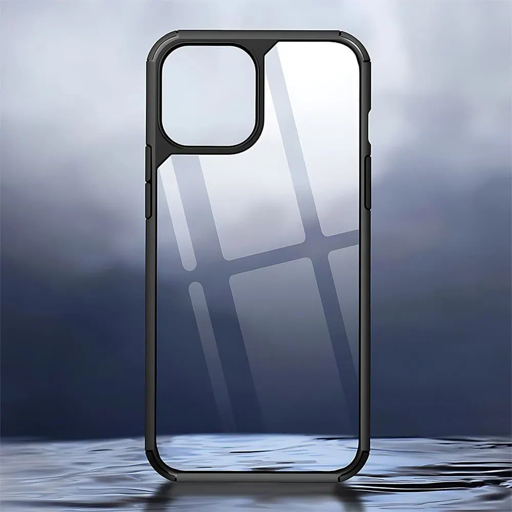 Etui do iPhone 12, przeźroczyste, matowe boki, twardy tył, czarne