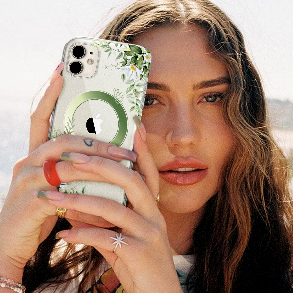 Etui do iPhone 11 Flower MagSafe z nadrukiem, rumianek