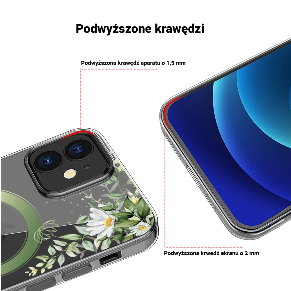 Etui do iPhone 12 Flower MagSafe z nadrukiem, rumianek