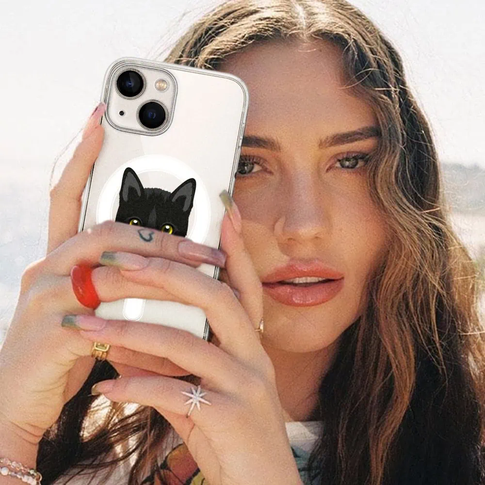 Etui do iPhone 13 Mini, twardy tył, kot bombajski, przeźroczyste