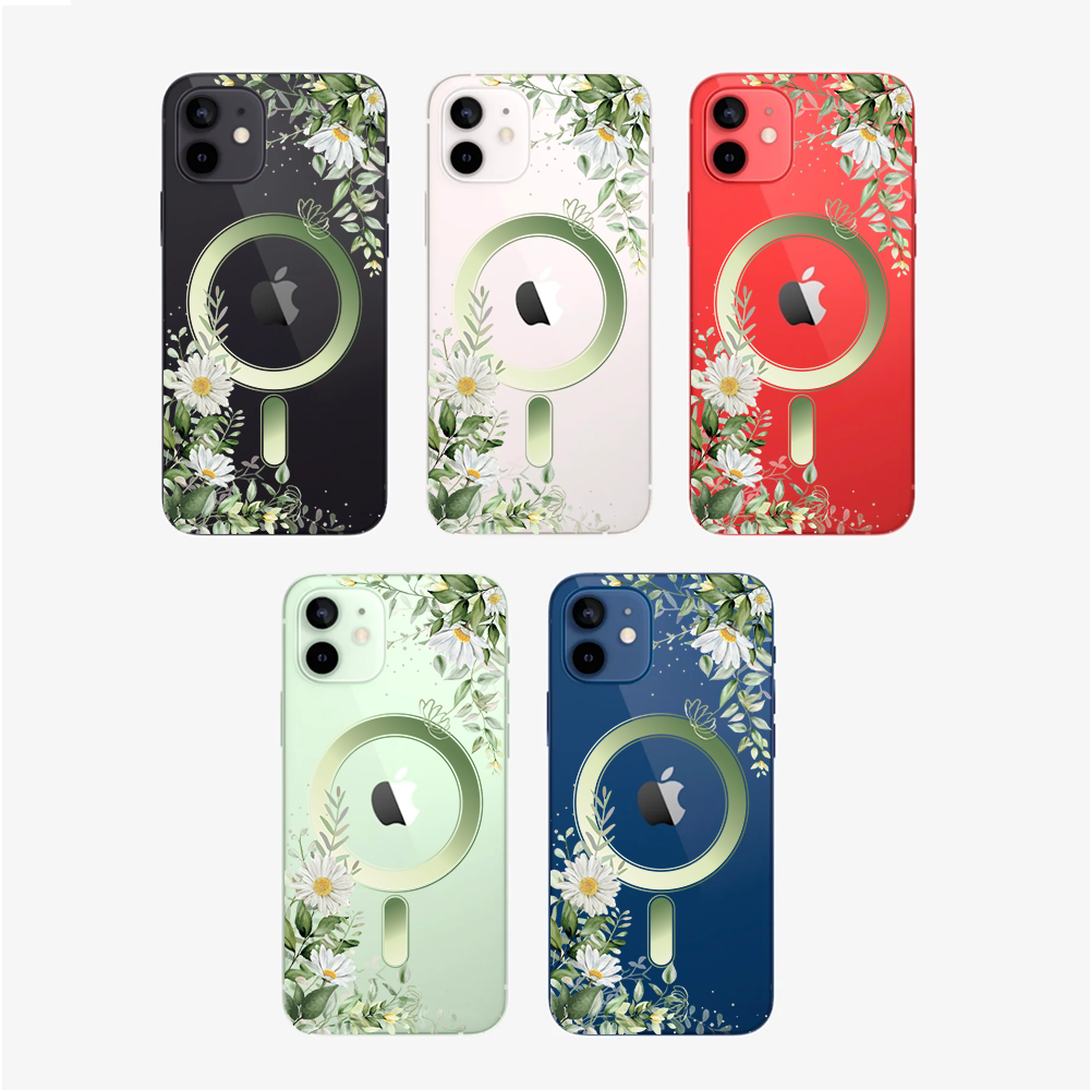 Etui do iPhone 12 Flower MagSafe z nadrukiem, rumianek