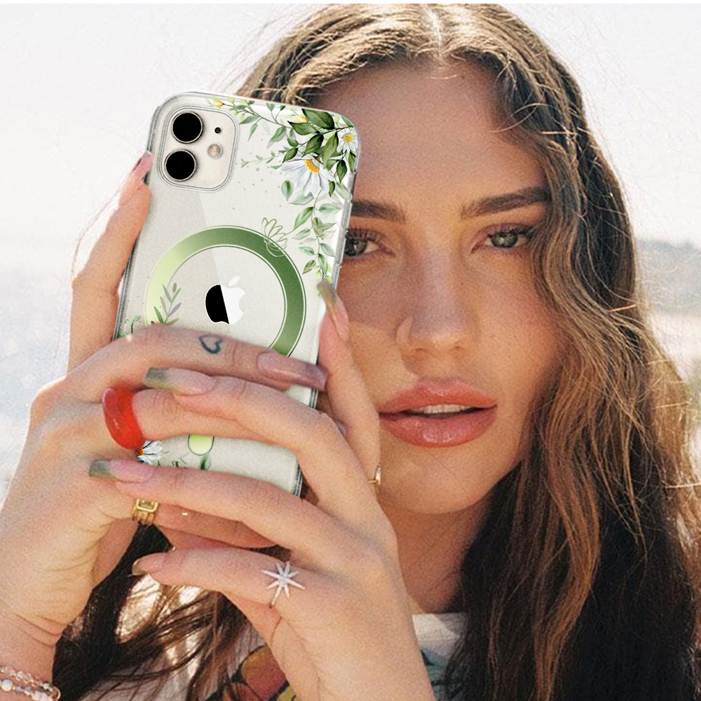 Etui do iPhone 12 Flower MagSafe z nadrukiem, rumianek