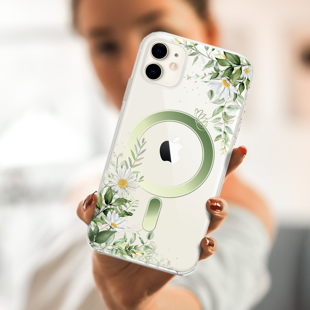 Etui do iPhone 12 Flower MagSafe z nadrukiem, rumianek