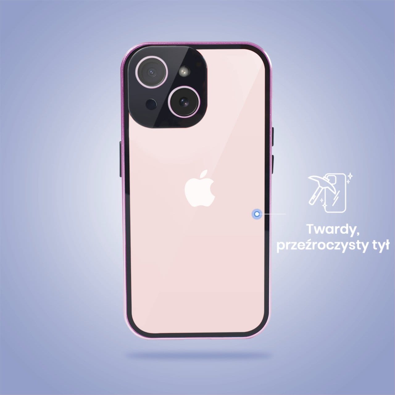 Obudowa do iPhone 13 podwójna szyba i aluminium 360° przód + tył magnetyczna, z osłoną aparatu, fioletowa