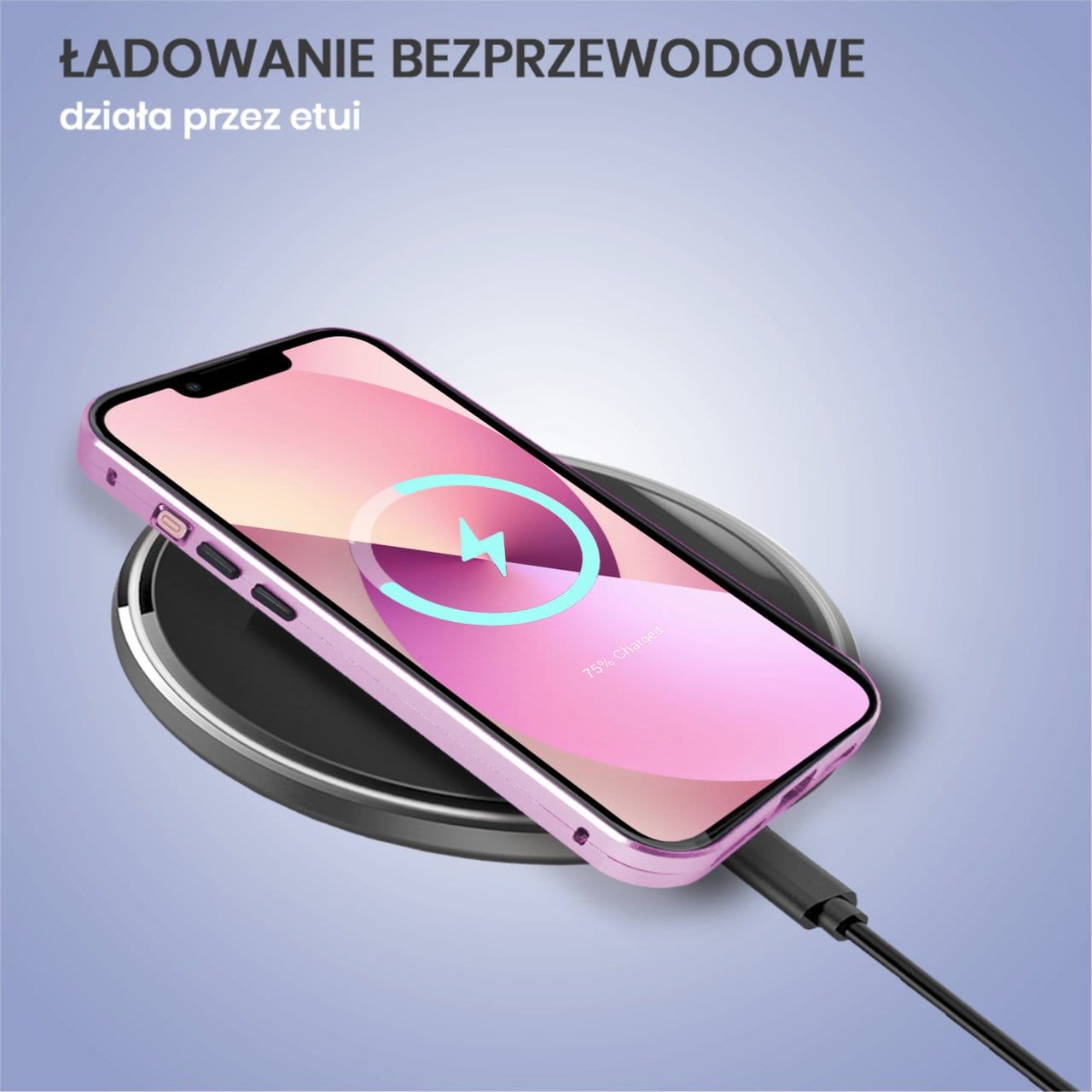 Obudowa do iPhone 13 podwójna szyba i aluminium 360° przód + tył magnetyczna, z osłoną aparatu, fioletowa