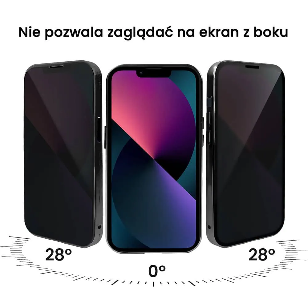 Obudowa do iPhone 13, pancerna szyba i aluminium 360° przód + tył magnetyczna, z osłoną aparatu i szkłem prywatyzującym, czarna