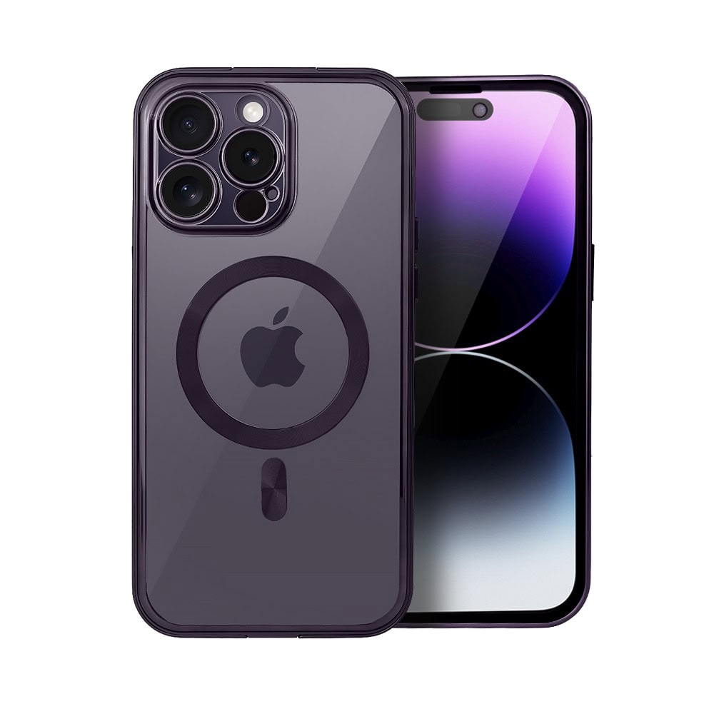 Obudowa do iPhone 14 Pro, podwójna szyba i polerowane aluminium 360° zamykany przód + tył z MagSafe, purpurowa