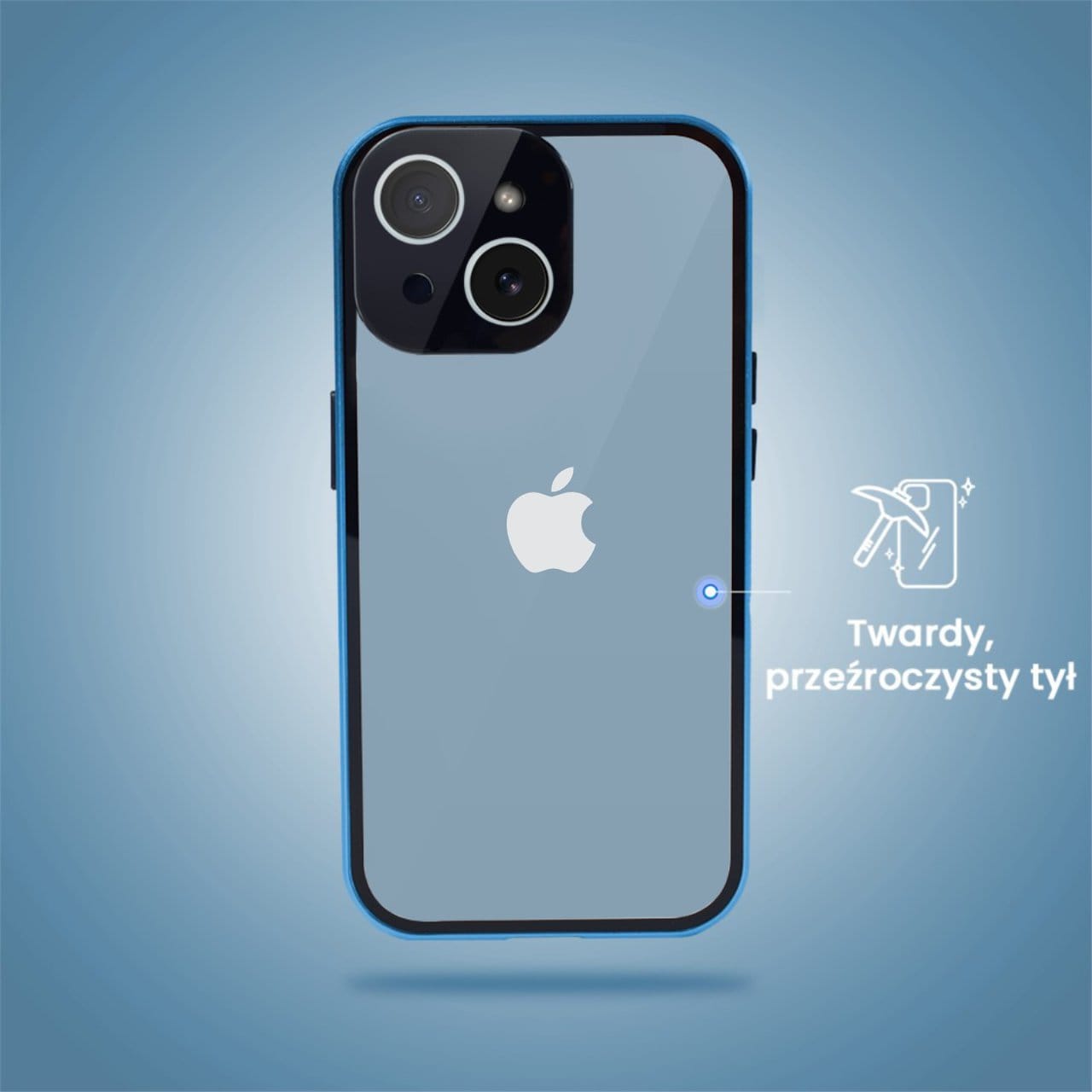 Obudowa do iPhone 14, podwójna szyba i aluminium 360° przód + tył magnetyczna, z osłoną aparatu, niebieska