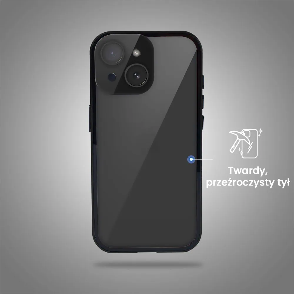 Obudowa do iPhone 14 podwójna szyba i aluminium 360° przód + tył magnetyczna, z osłoną aparatu, czarna