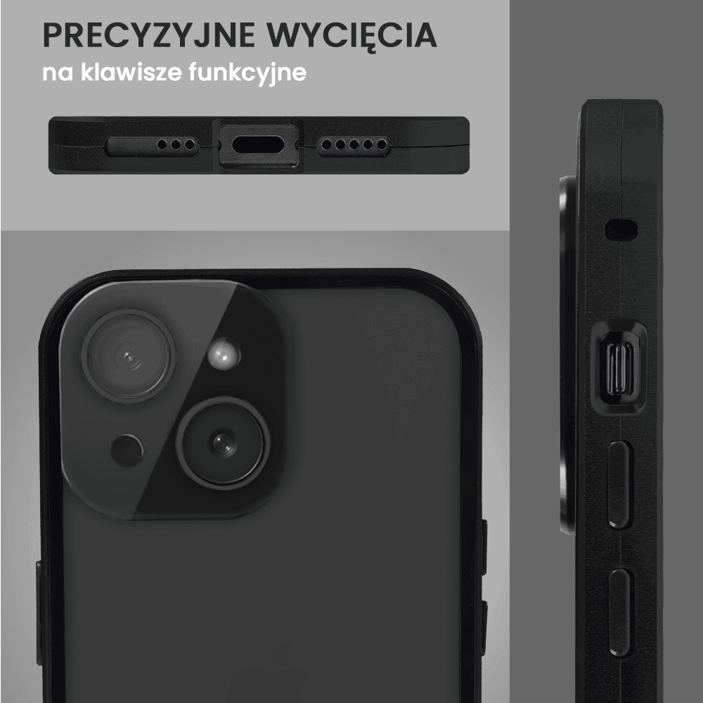 Obudowa do iPhone 14 podwójna szyba i aluminium 360° przód + tył magnetyczna, z osłoną aparatu, czarna