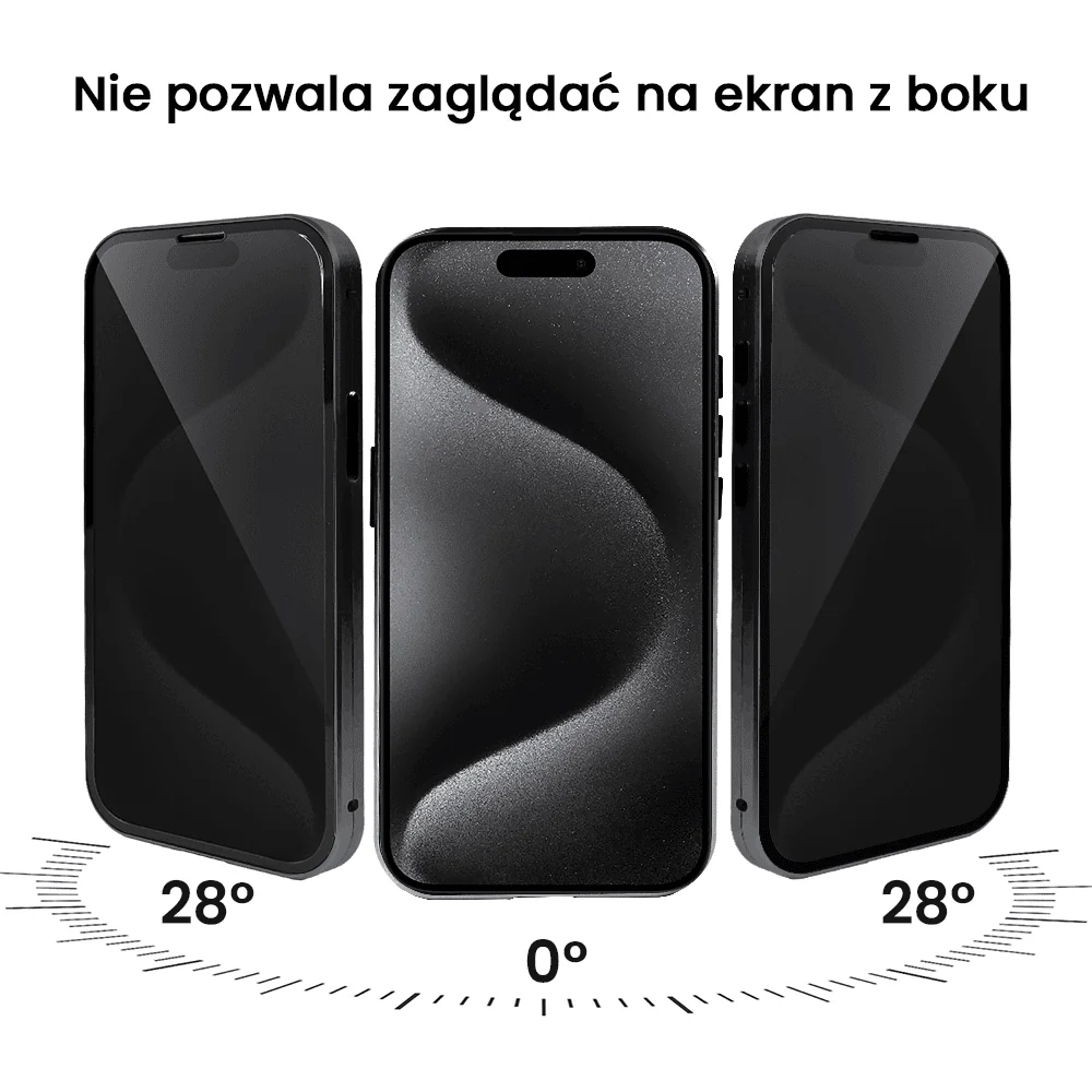 Obudowa do iPhone 15 Pro, podwójna szyba i aluminium 360° przód + tył magnetyczna, z osłoną aparatu i szkłem prywatyzującym, czarna