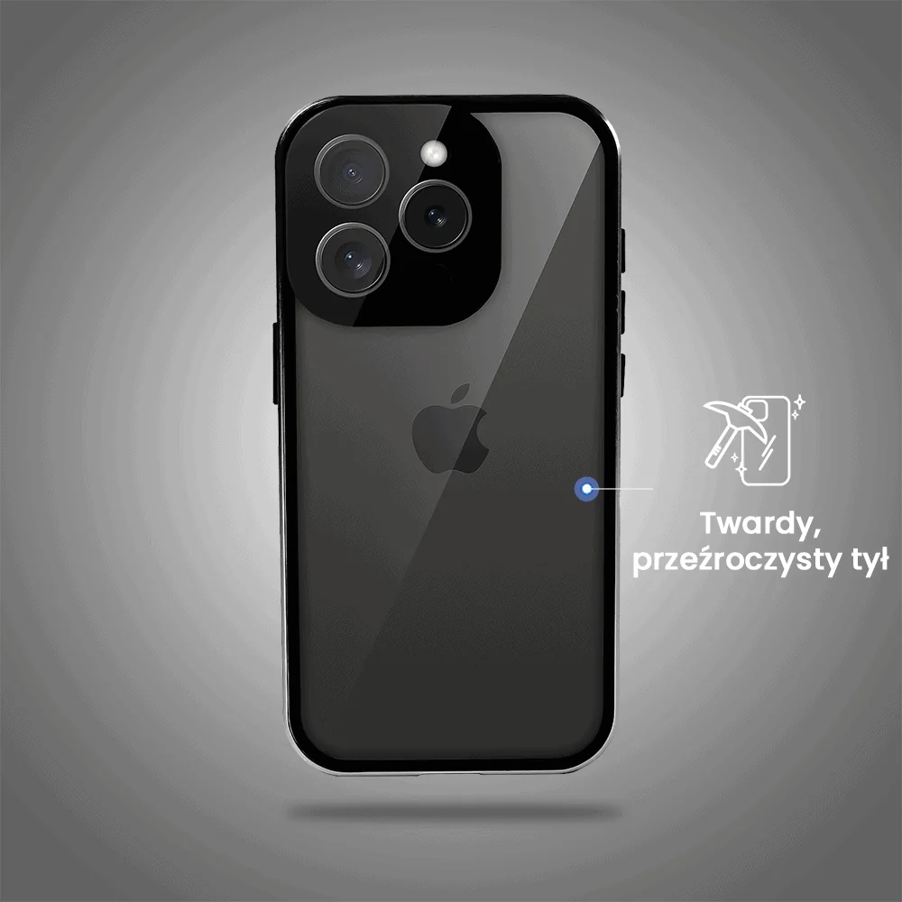 Obudowa do iPhone 15 Pro, podwójna szyba i aluminium 360° przód + tył magnetyczna, z osłoną aparatu i szkłem prywatyzującym, czarna