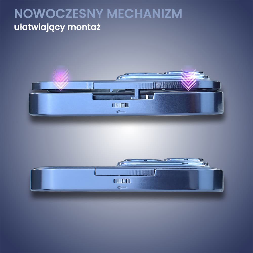 Obudowa do iPhone 15 Pro, podwójna szyba i polerowane aluminium 360° zamykany przód + tył z MagSafe, granatowa