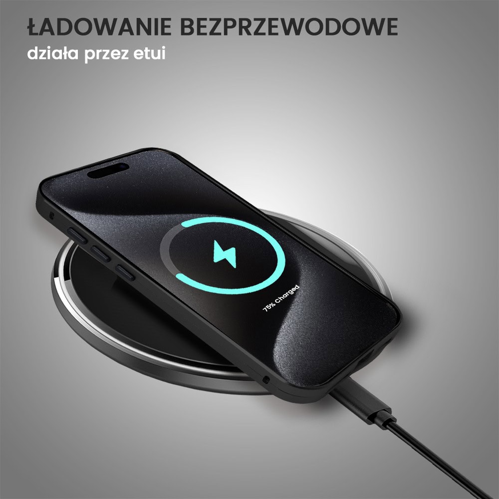 Obudowa do iPhone 15 Pro Max podwójna szyba i aluminium 360° przód + tył magnetyczna, z osłoną aparatu, czarna