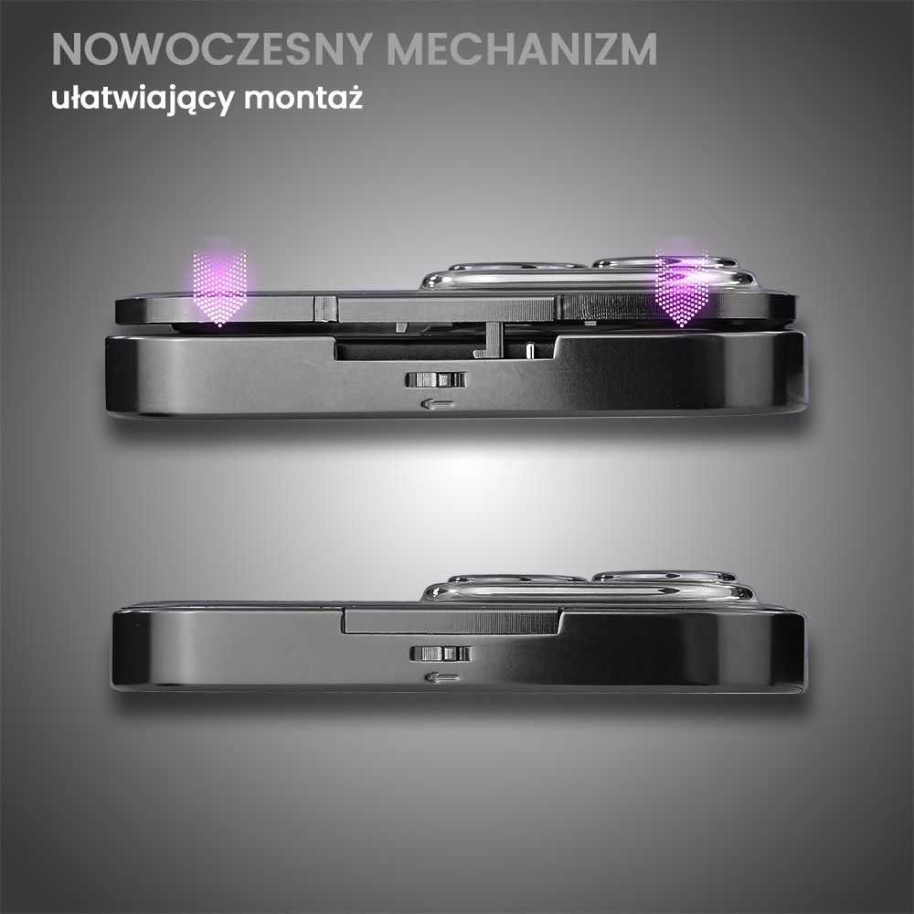 Obudowa do iPhone 15 Pro, podwójna szyba i polerowane aluminium 360° zamykany przód + tył z MagSafe, czarna