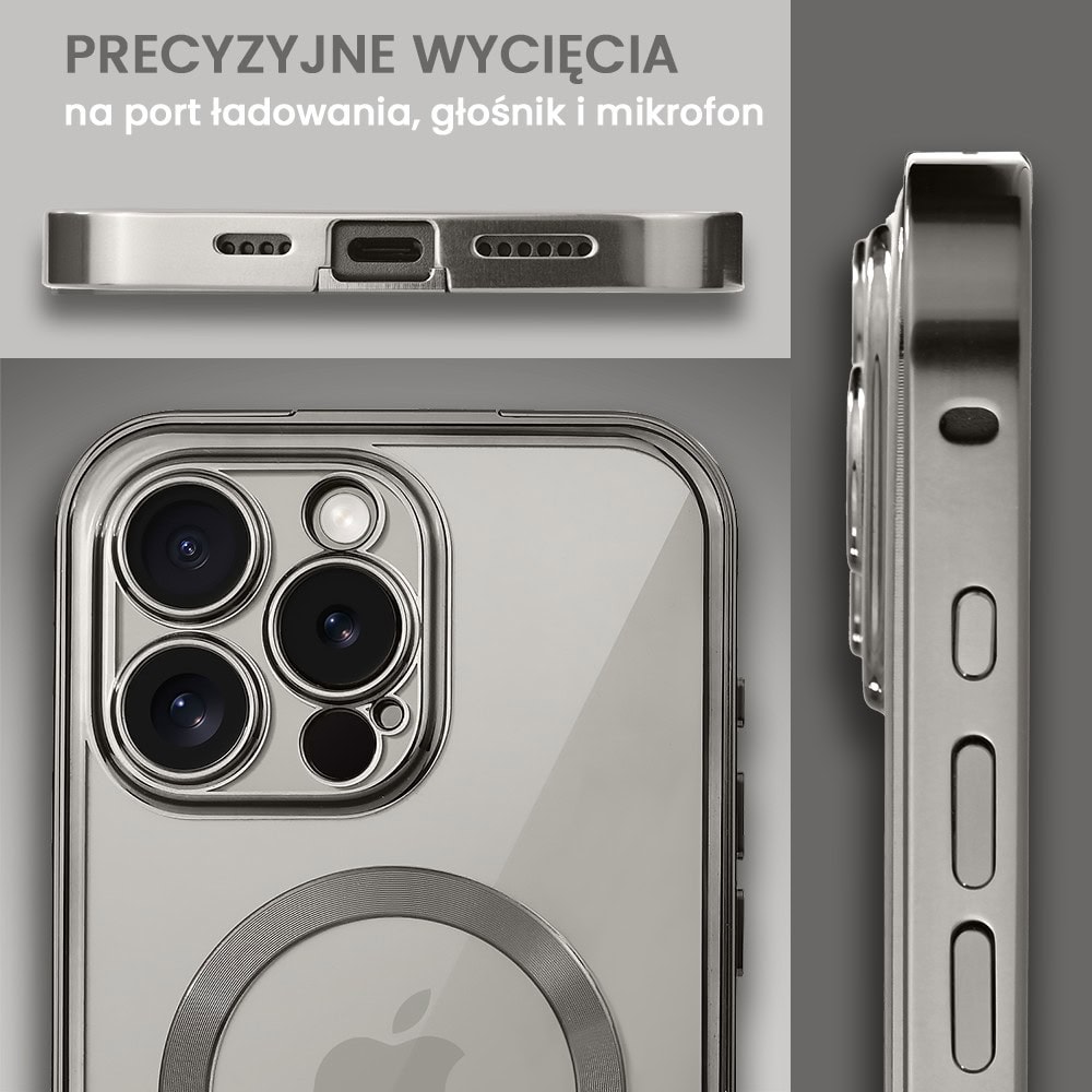 Obudowa do iPhone 15 Pro, podwójna szyba i polerowane aluminium 360° zamykany przód + tył z MagSafe, tytanowa