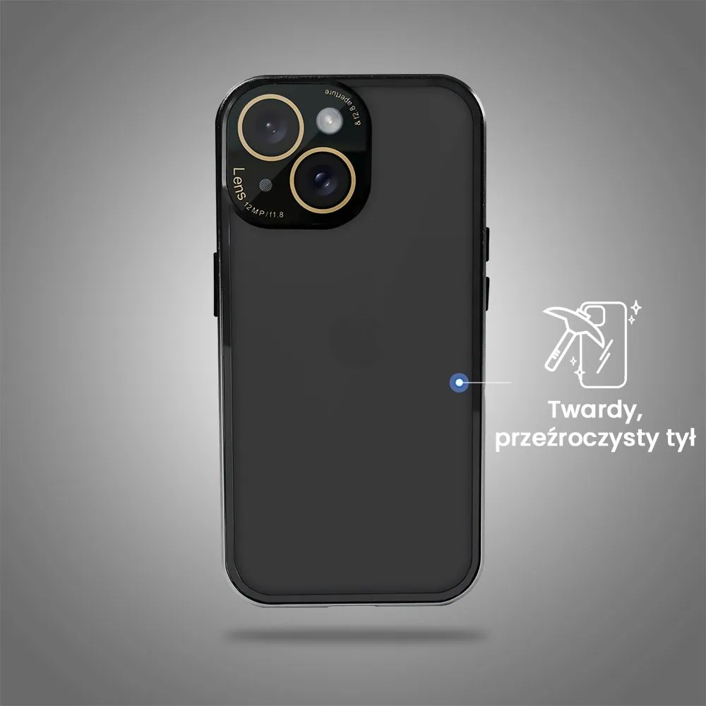 Obudowa do iPhone 15 podwójna szyba i aluminium 360° przód + tył magnetyczna, z osłoną aparatu, czarna