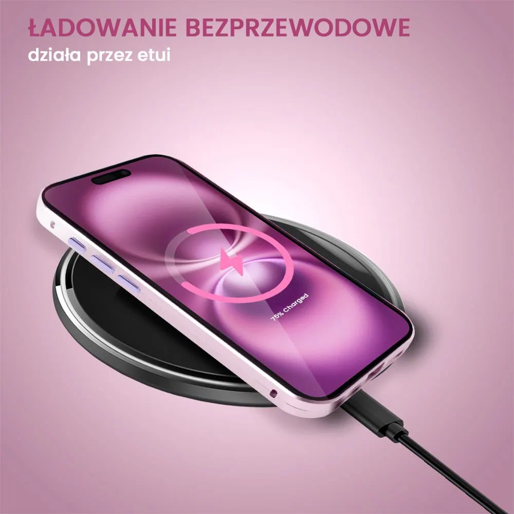 Obudowa do iPhone 16 Plus podwójna szyba i polerowane aluminium 360° magnetyczna, z osłoną aparatu, różowa