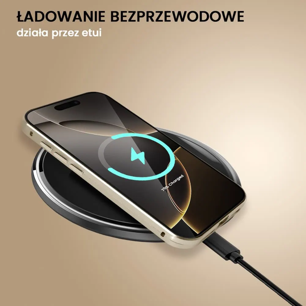 Obudowa do iPhone 16 Pro, podwójna szyba i aluminium 360° przód + tył magnetyczna, z osłoną aparatu i szkłem prywatyzującym, złota