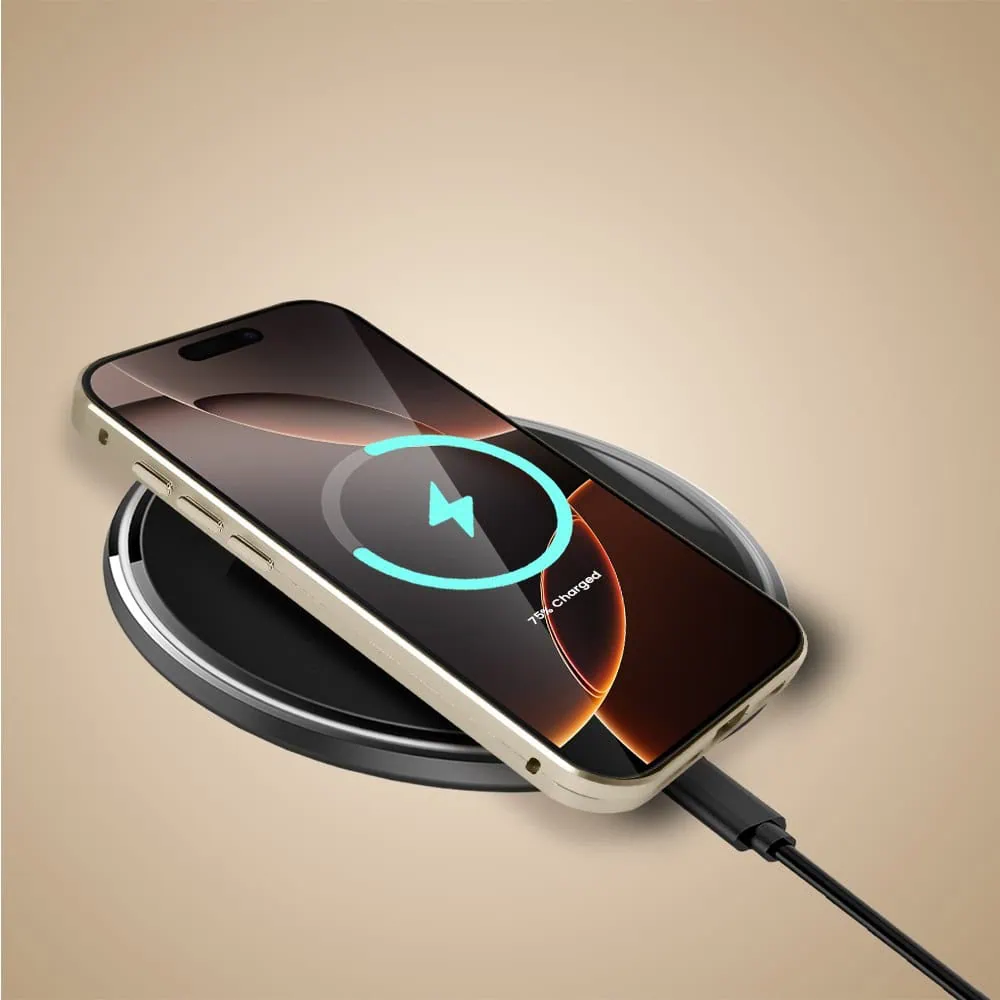 Obudowa do iPhone 16 Pro podwójna szyba i aluminium 360° przód + tył magnetyczna, matowy tył, z MagSafe i osłoną aparatu, tytan pustynny