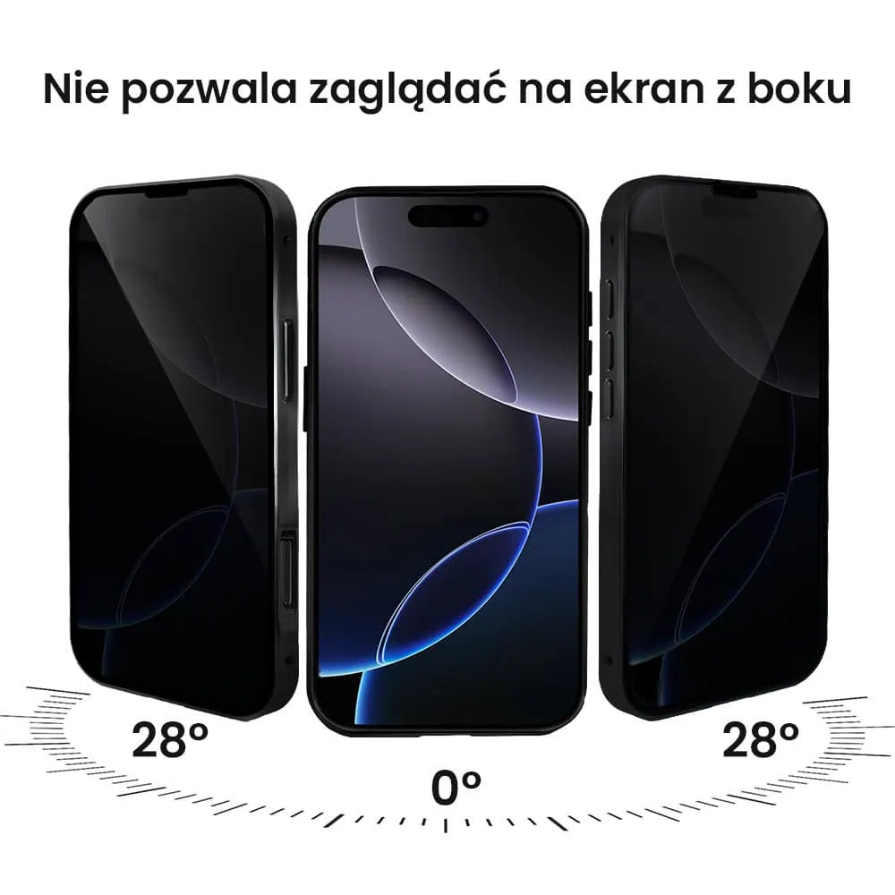 Obudowa do iPhone 16 Pro Max, podwójna szyba i aluminium 360° przód + tył magnetyczna, z osłoną aparatu i szkłem prywatyzującym, czarna