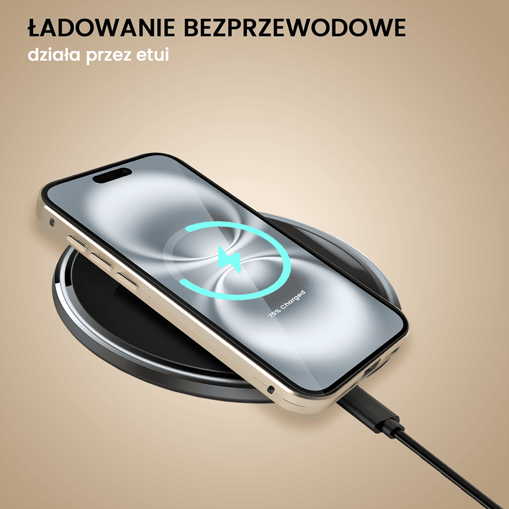 Obudowa do iPhone 16 Plus podwójna szyba i polerowane aluminium 360° magnetyczna, z osłoną aparatu, złota