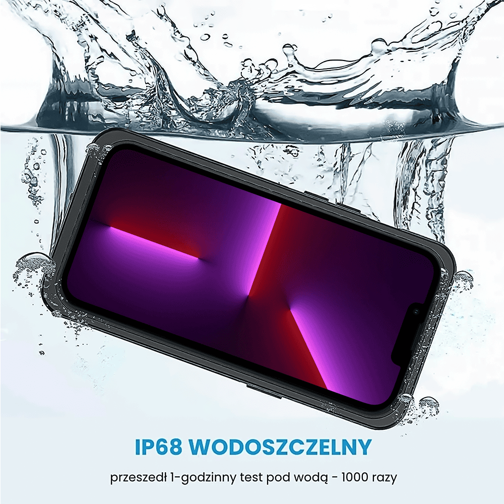 Obudowa wodoodporna do iPhone 13 Pro Max, pancerna 360°, czarna