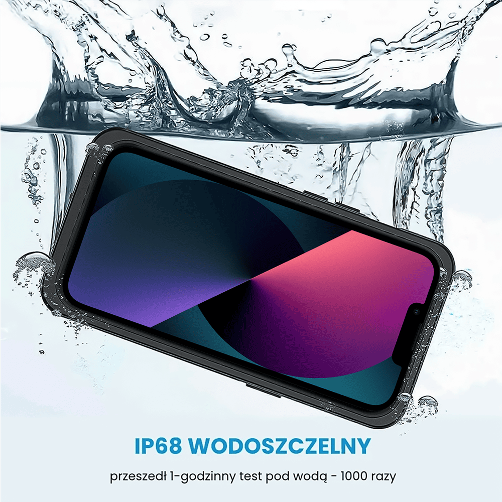 Obudowa wodoodporna do iPhone 13, pancerna 360°, czarna