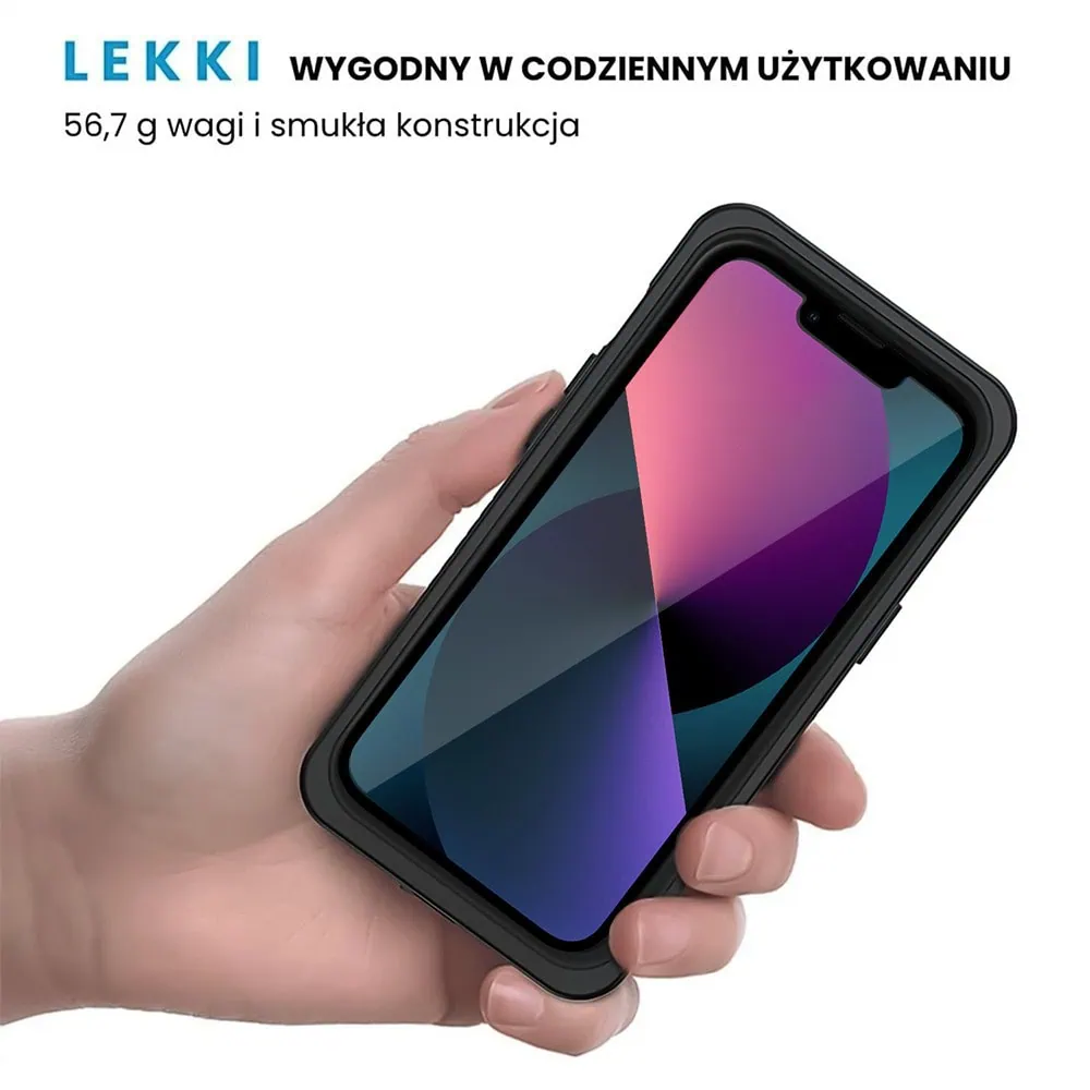 Obudowa wodoodporna do iPhone 13, pancerna 360°, czarna